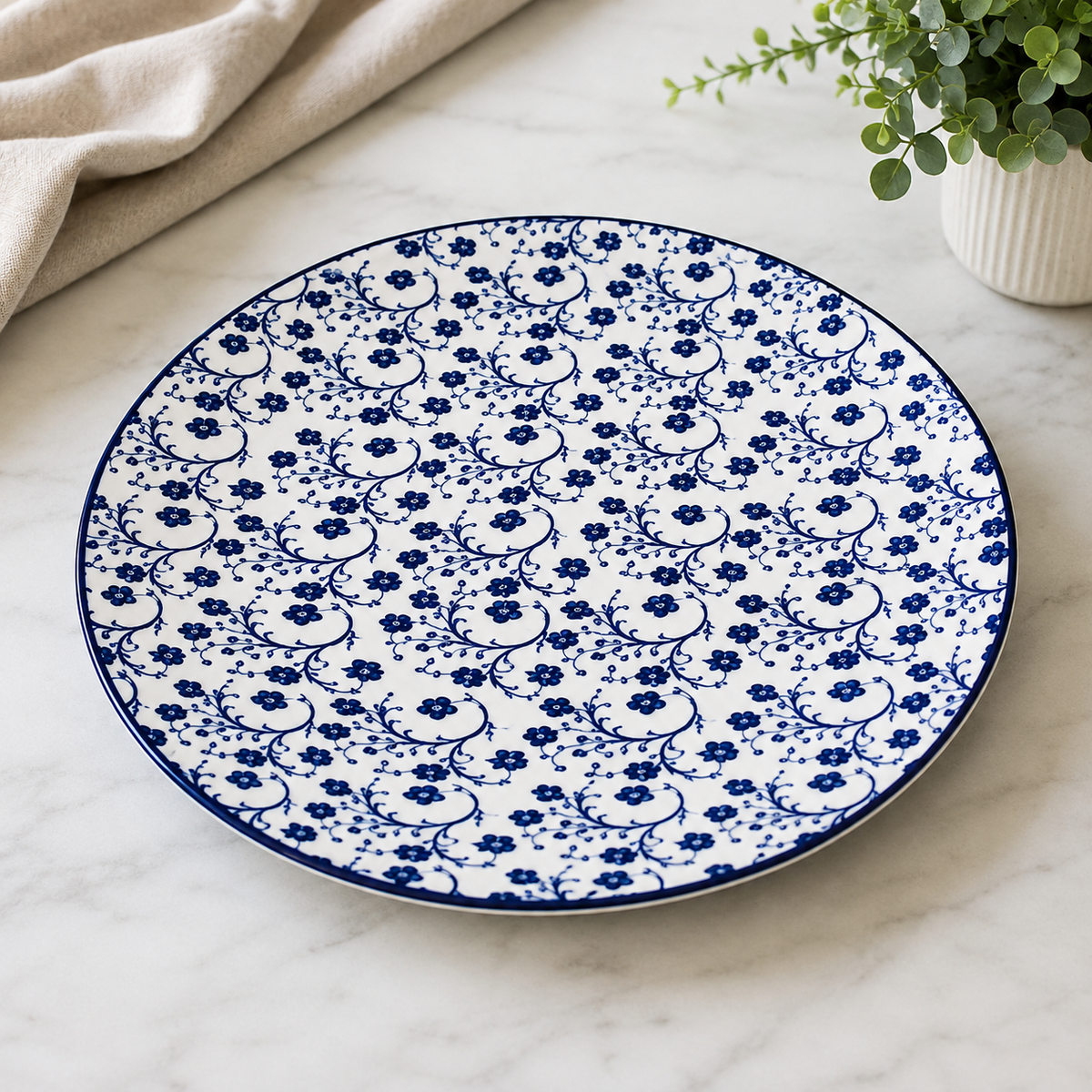 Danny Home Blue Chintz Dinner Plate - 7.5 Inches