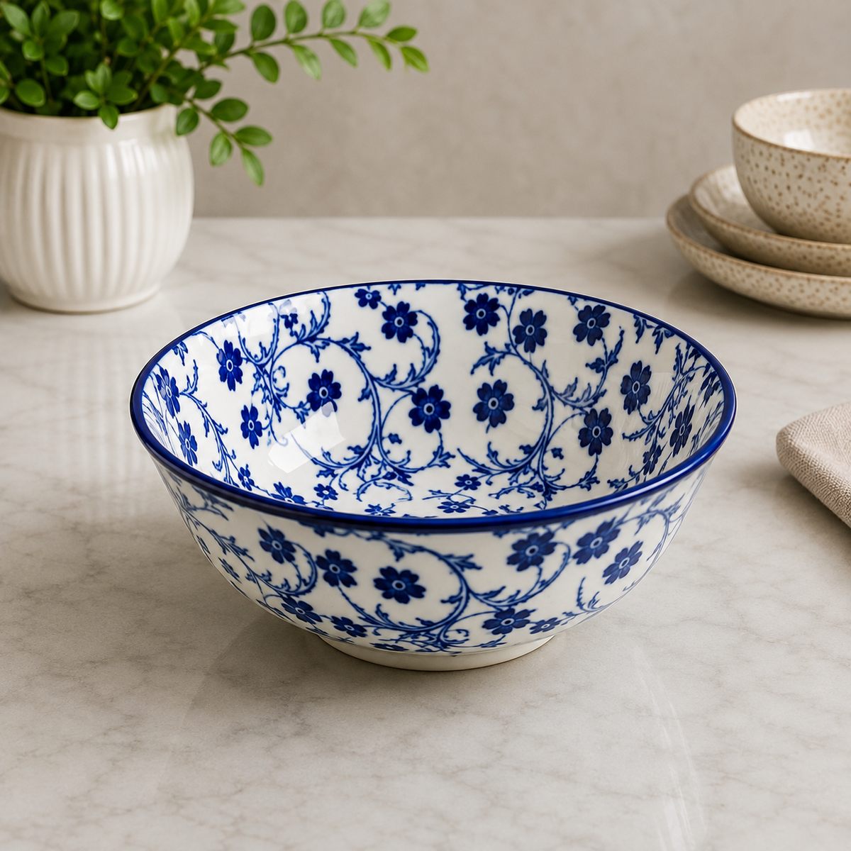 Danny Home Blue Chintz Serving Bowl - 3.75 Inches