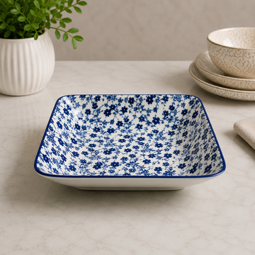 Danny Home Blue Flower Chintz Square Serving Dishes