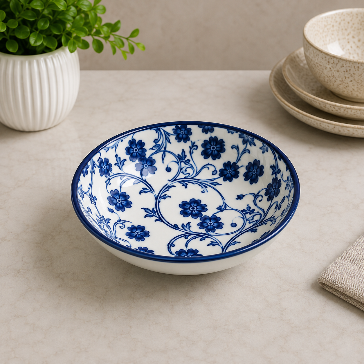 Danny Home Blue Chintz Small Serving Bowl - 3.87 Inches