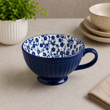 Danny Home Navy Blue Chintz Tea Mug With Interior - 400 ml