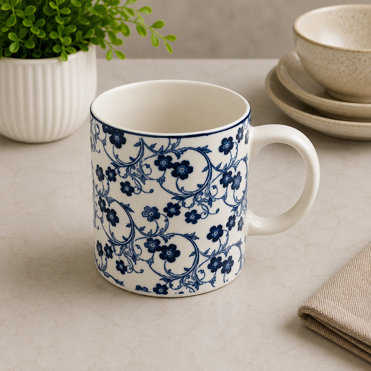 Danny Home Blue Chintz Coffee Mug - 350ML