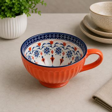 Danny Home Orange Chintz Tea Mug With Patterned Interior - 355 ml