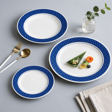 Danny Home Blue Border Chintz Dinnerware Set - 18 Pieces Set