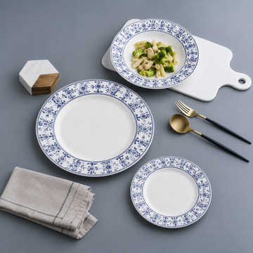 Danny Home Blue Border Chintz Dinnerware Set - 18 Pieces Set