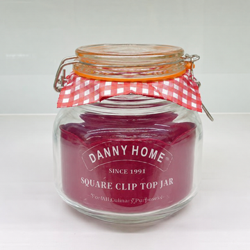Danny Home Square Glass Clip Top Storage Jar - 750 ml
