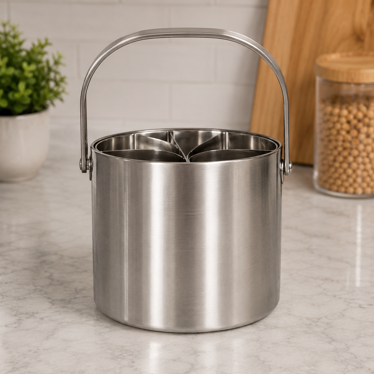 Danny Home Stainless Steel Ice Bucket With Carry Handle - 1.6 liters