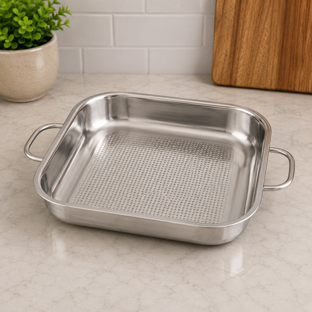 Danny Home Stainless Steel Rectangular Baking Dish With Handles
