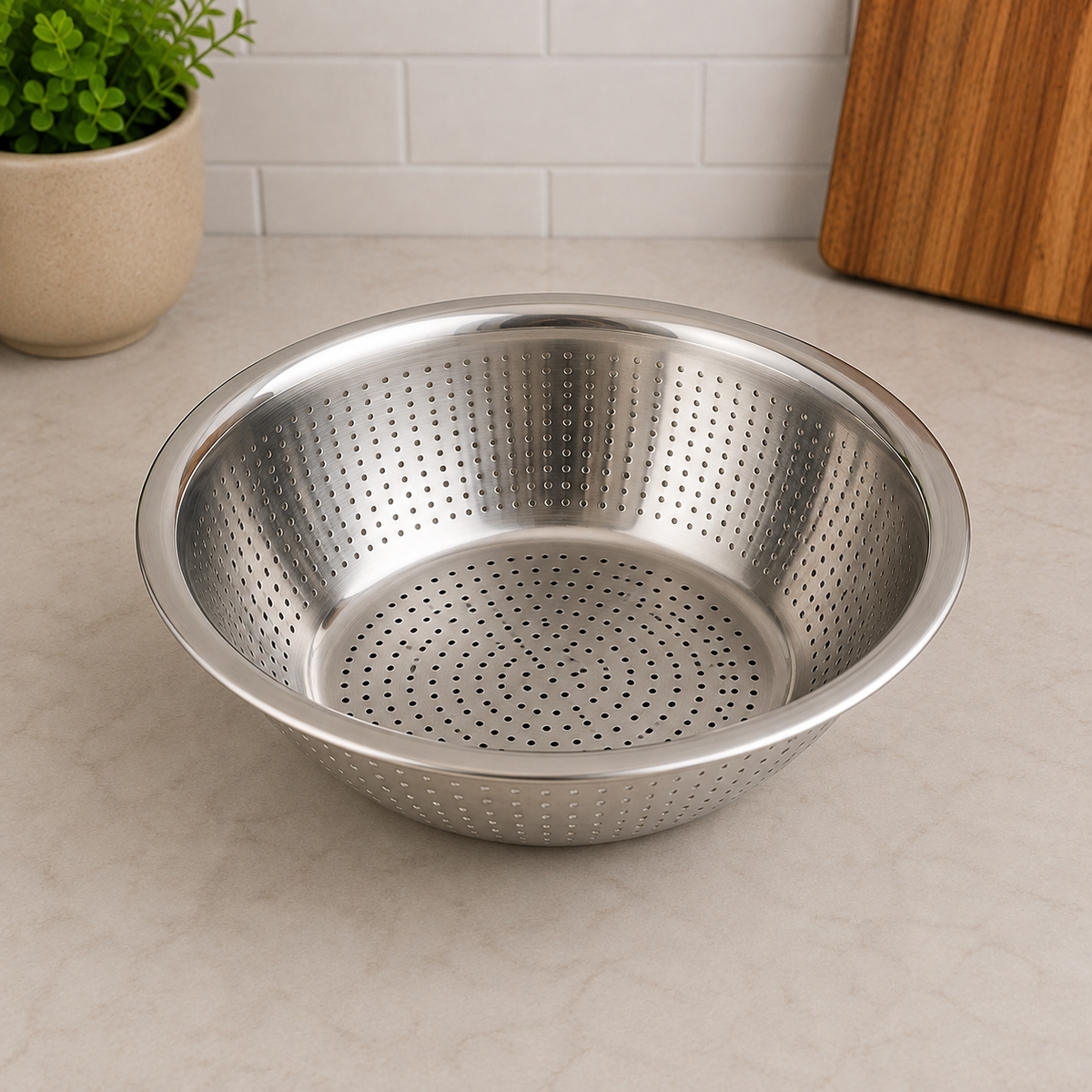 Danny Home Stainless Steel Perforated Kitchen Colander Bowl - 24 cm