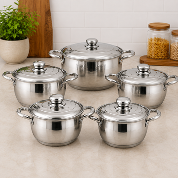 Danny Home Stainless Steel Cookware Pot Set With Lids - 9 Piece Set