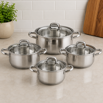 Danny Home Stainless Steel Cookware Pot Set With Lids - 7 Piece Set