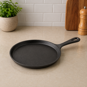 Danny Home Cast Iron Flat Frying Pan With Long Handle -  13 x 1.6 cm