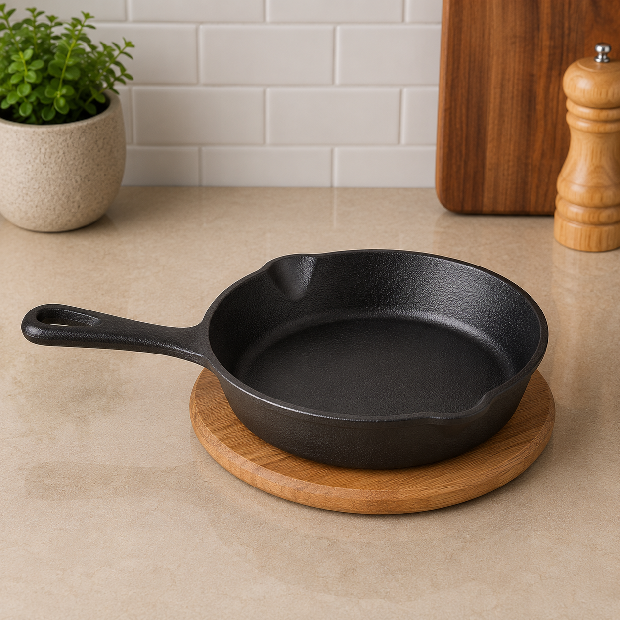 Danny Home Cast Iron Deep Frying Pan With Long Handle - 16.5 x 15.5 x 3cm