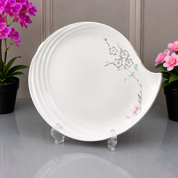 Danny Home White Round Ceramic Serving Dish - 12 Inches
