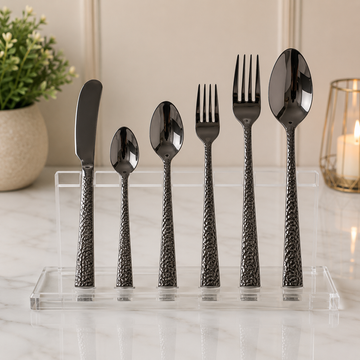 Alpenburg 5 Piece Stainless Steel Cutlery Set With Textured Handles - Black