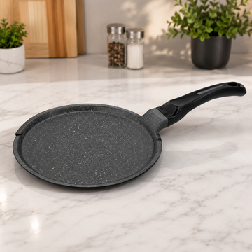 Alpenburg Black Non-Stick Crepe And Pancake Frying Pan With Handles - 24 cm