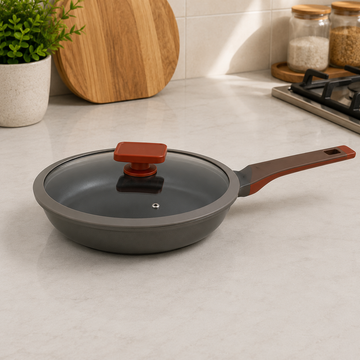 Alpenburg Non-Stick Frying Pan With Glass Lid And Ergonomic Handle - 24 cm