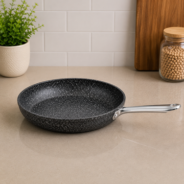 Korkmaz Black Granite Non-stick Frying Pan With Stainless Steel Handle - 24 x 4.7 cm