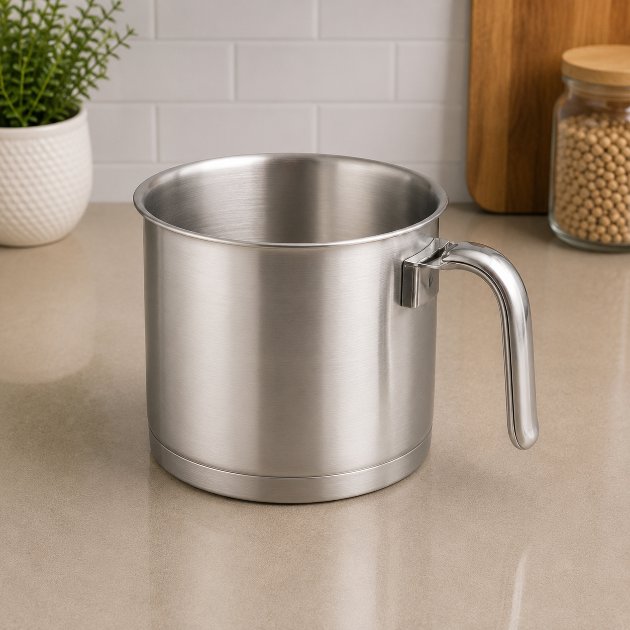 Korkmaz Stainless Steel Milk Pot With Side Handle - 2 Liters