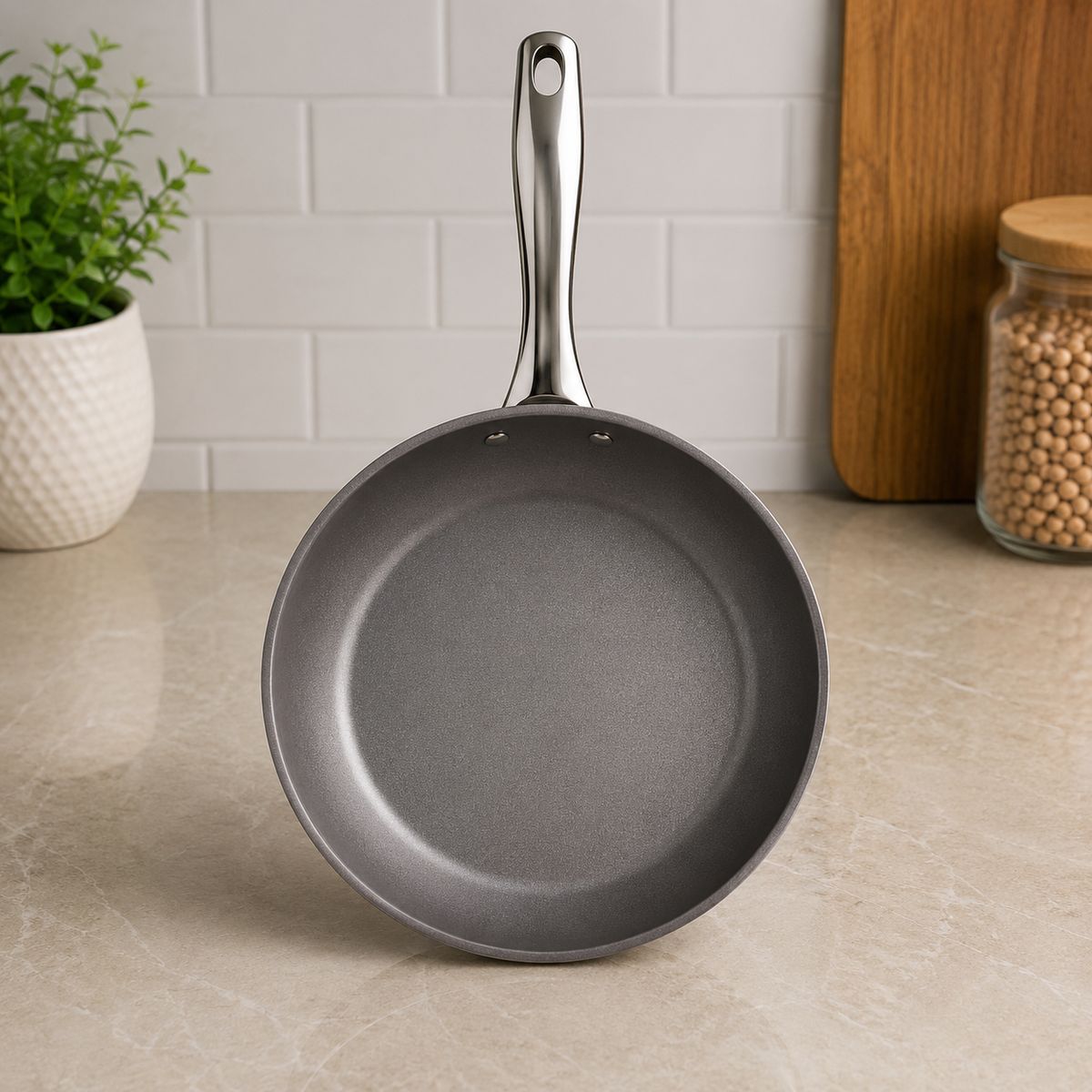 Korkmaz Grey Non-stick Frying Pan With Stainless Steel Handle - 28 x 4.6 cm