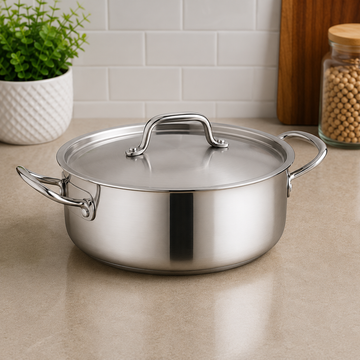 Korkmaz Stainless Steel Casserole With Stainless Steel Lid And Side Handles -  36 x 17 cm