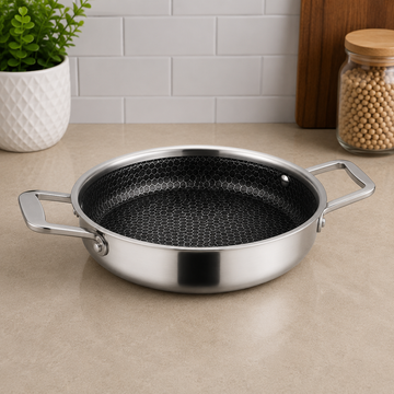 Korkmaz Stainless Steel Honeycomb Non-stick Frying Pan With Dual Handles