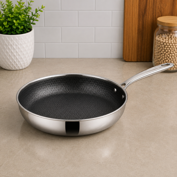 Korkmaz Stainless Steel Honeycomb Non-stick Frying Pan With Long Handle - 24 X 5 cm