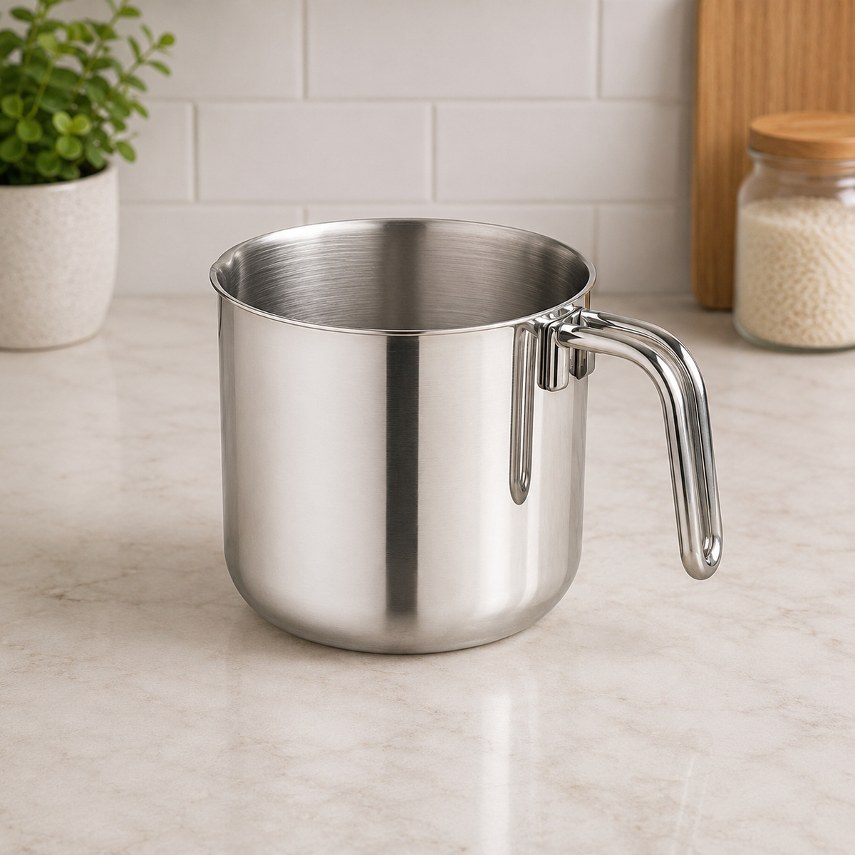 Korkmaz Stainless Steel Milk Saucepan With Pouring Spout - 2 Liters