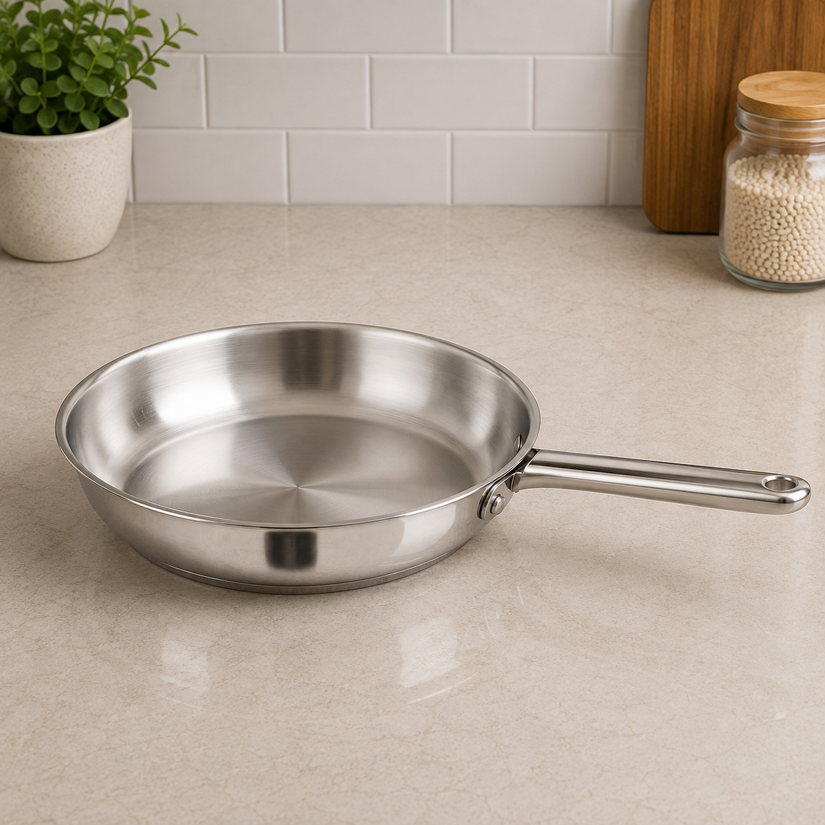 Korkmaz  Stainless Steel Frying Pan With Long Handle - 20 x 4.5 cm