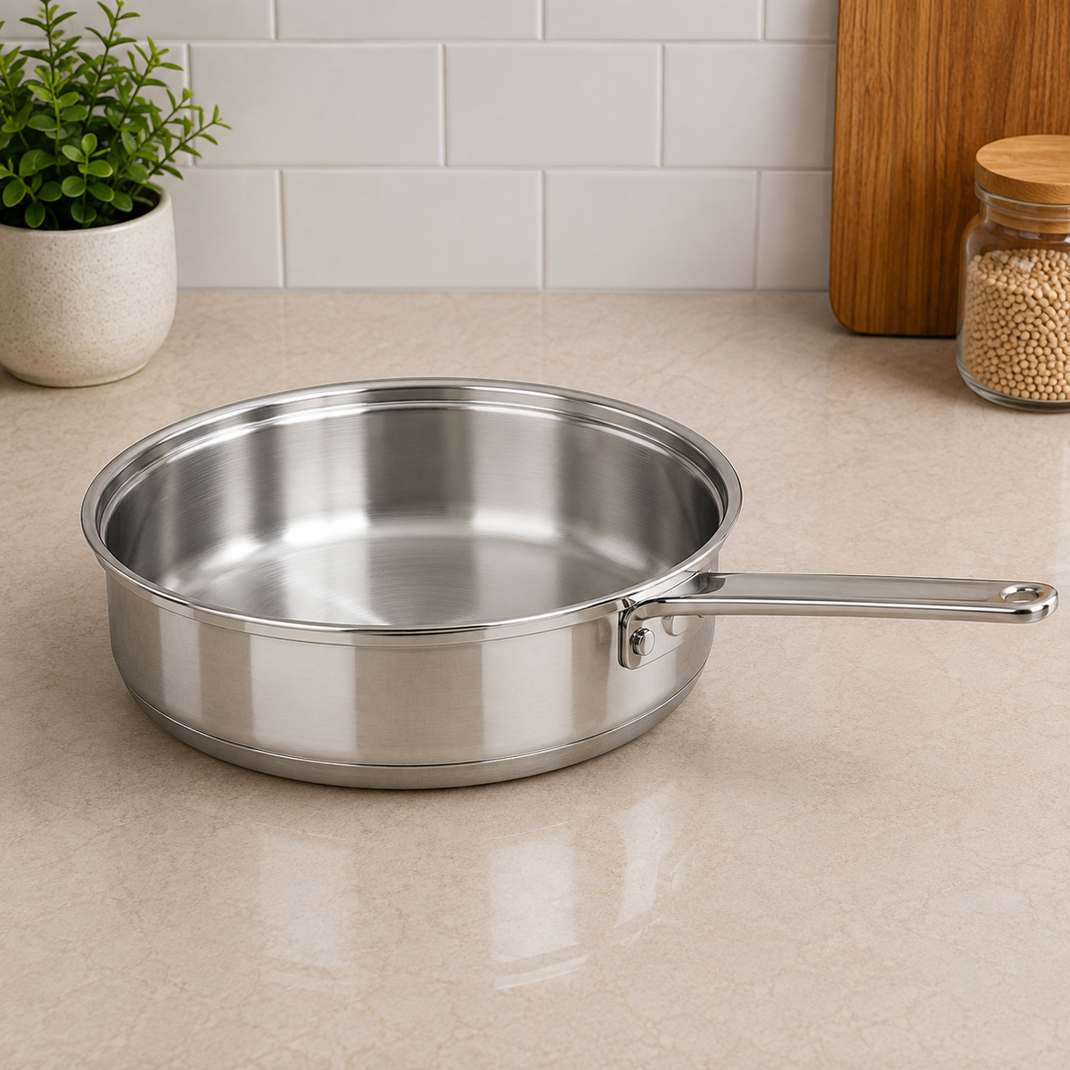 Korkmaz Stainless Steel Deep Frying Pan With Long Handle -  26 x 6 cm